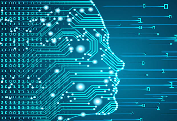 An image illustrating the transformation of binary code into human language, representing the concept of artificial intelligence (AI). The binary code gradually transitions into text, symbolizing the ability of AI systems to interpret and understand human communication