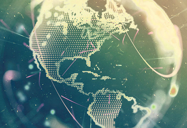 An image of a globe with highlighted areas representing hurricane predictors. The globe symbolizes the Earth, while the highlighted regions indicate the locations where hurricane prediction models and technologies are utilized to forecast and track severe weather events