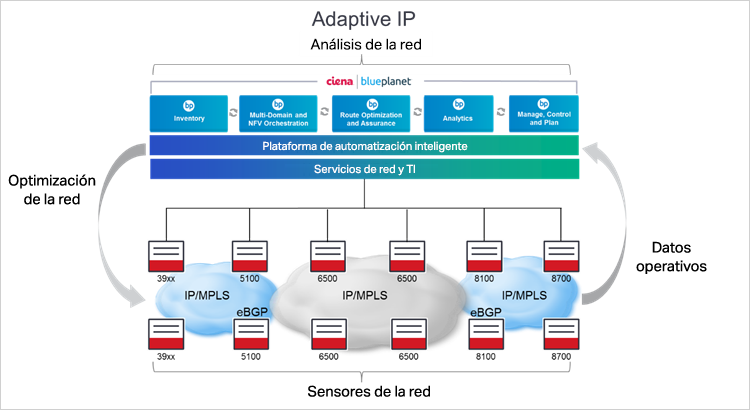 Diagrama de Adaptive IP de Ciena