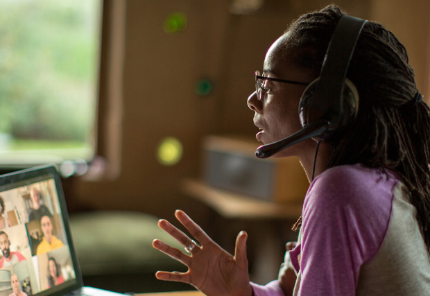 a  woman on a zoom call 