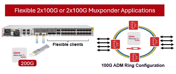 Flexible 2x100G or 2x100G Muxponder Applications