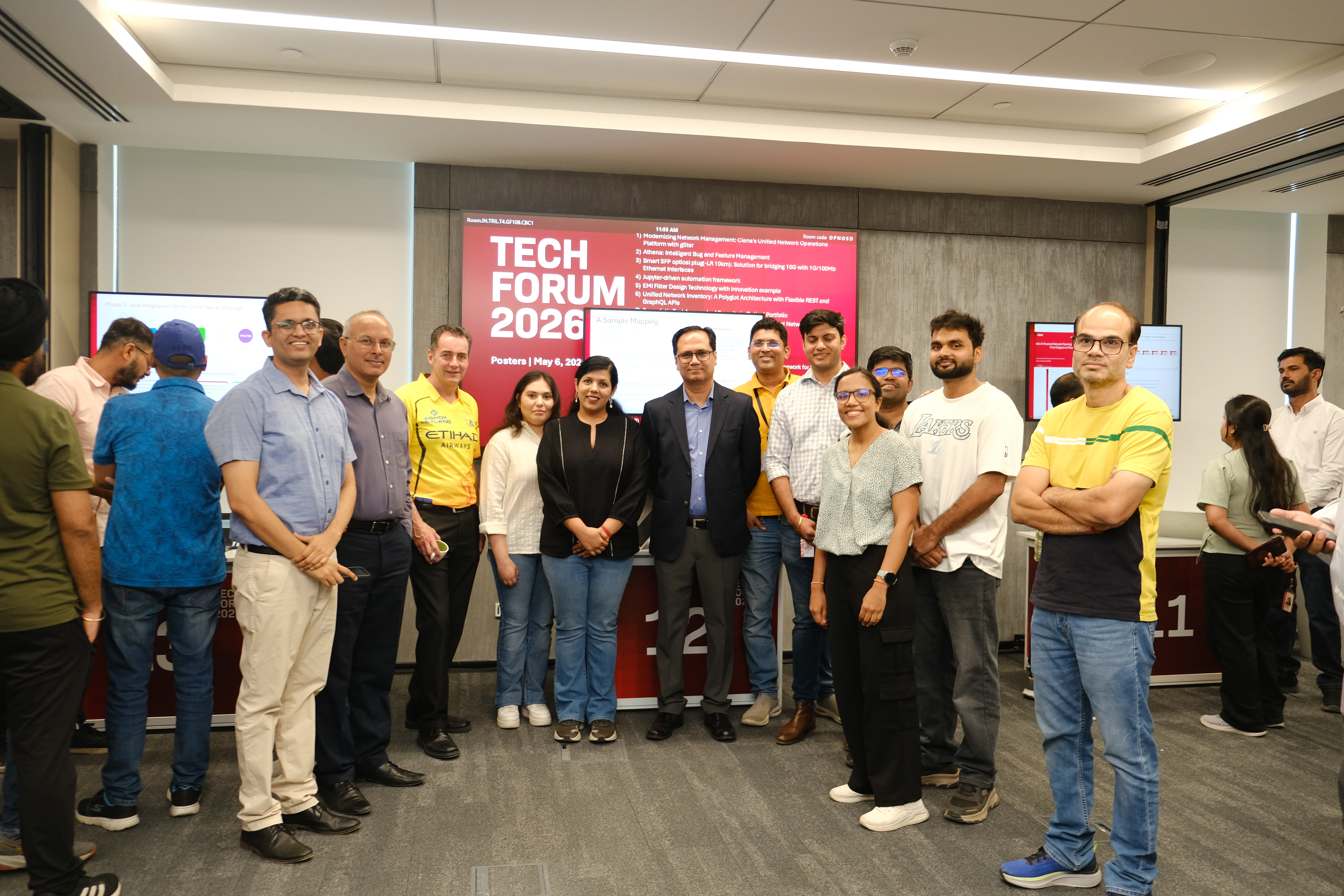 A group of team members at the poster session in Gurugram