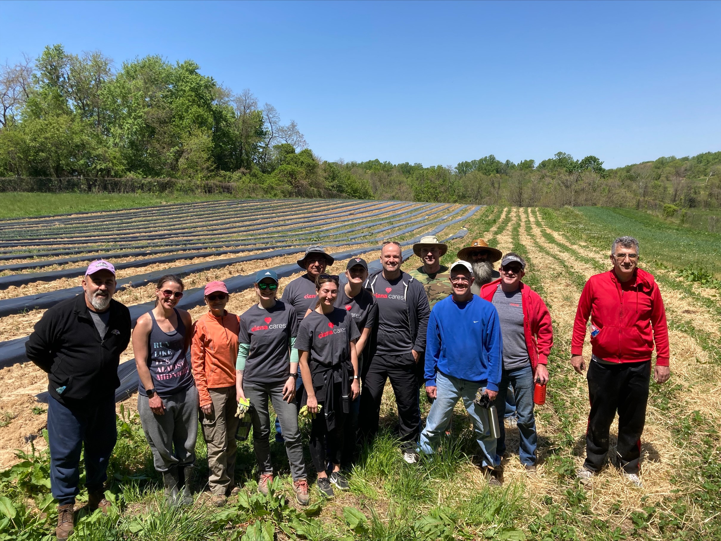 a groupd of people in a field