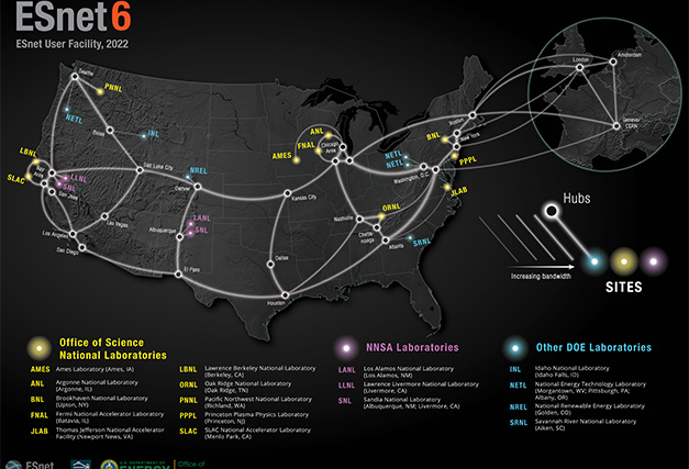 a map of the U.S showing locations of different laboratories