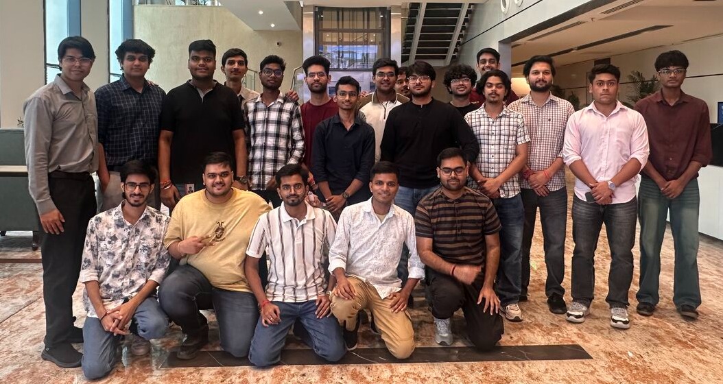 A group of former interns who are now full time employees in our India office