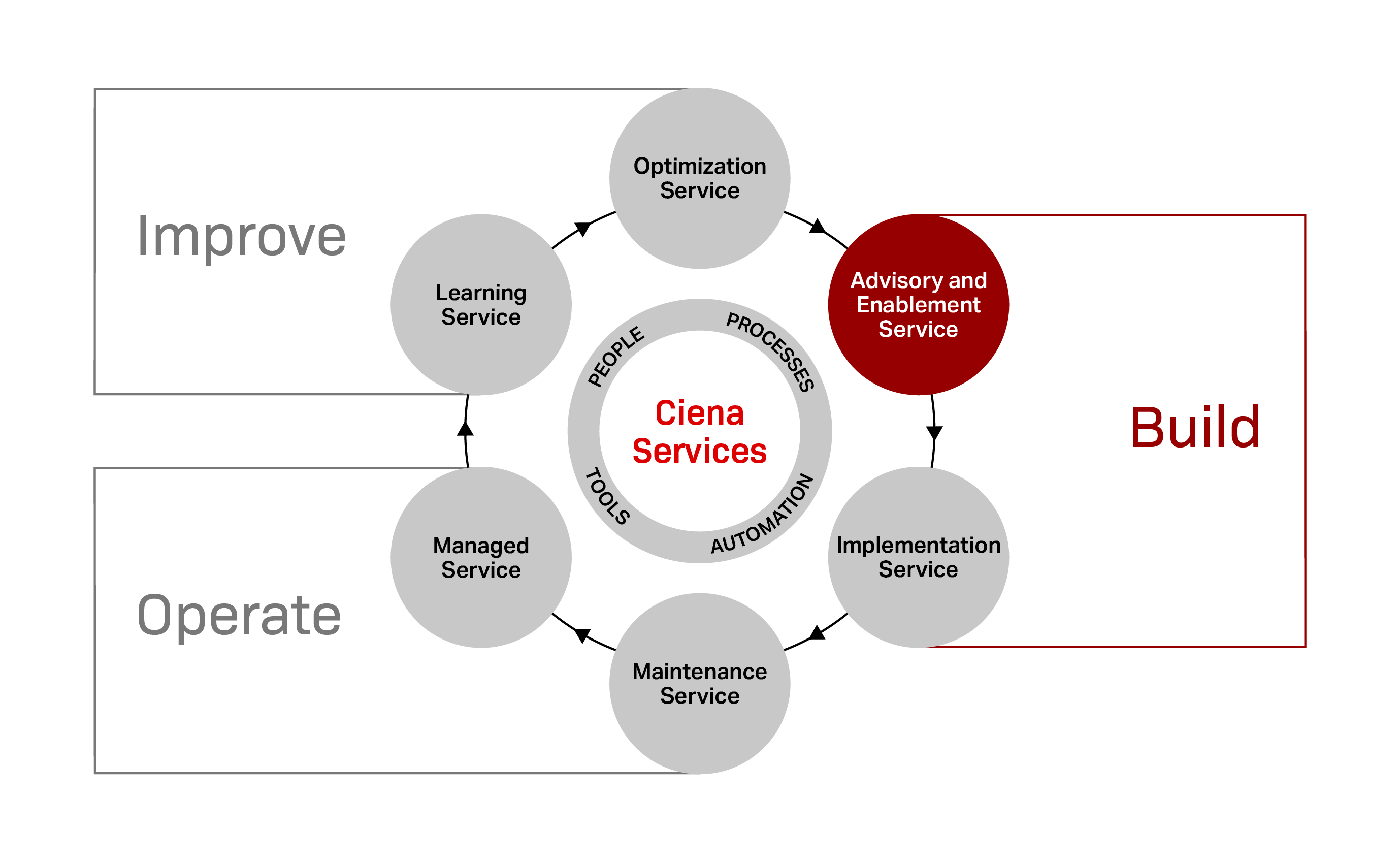 Network services diagram highlighting advisory and enablement service