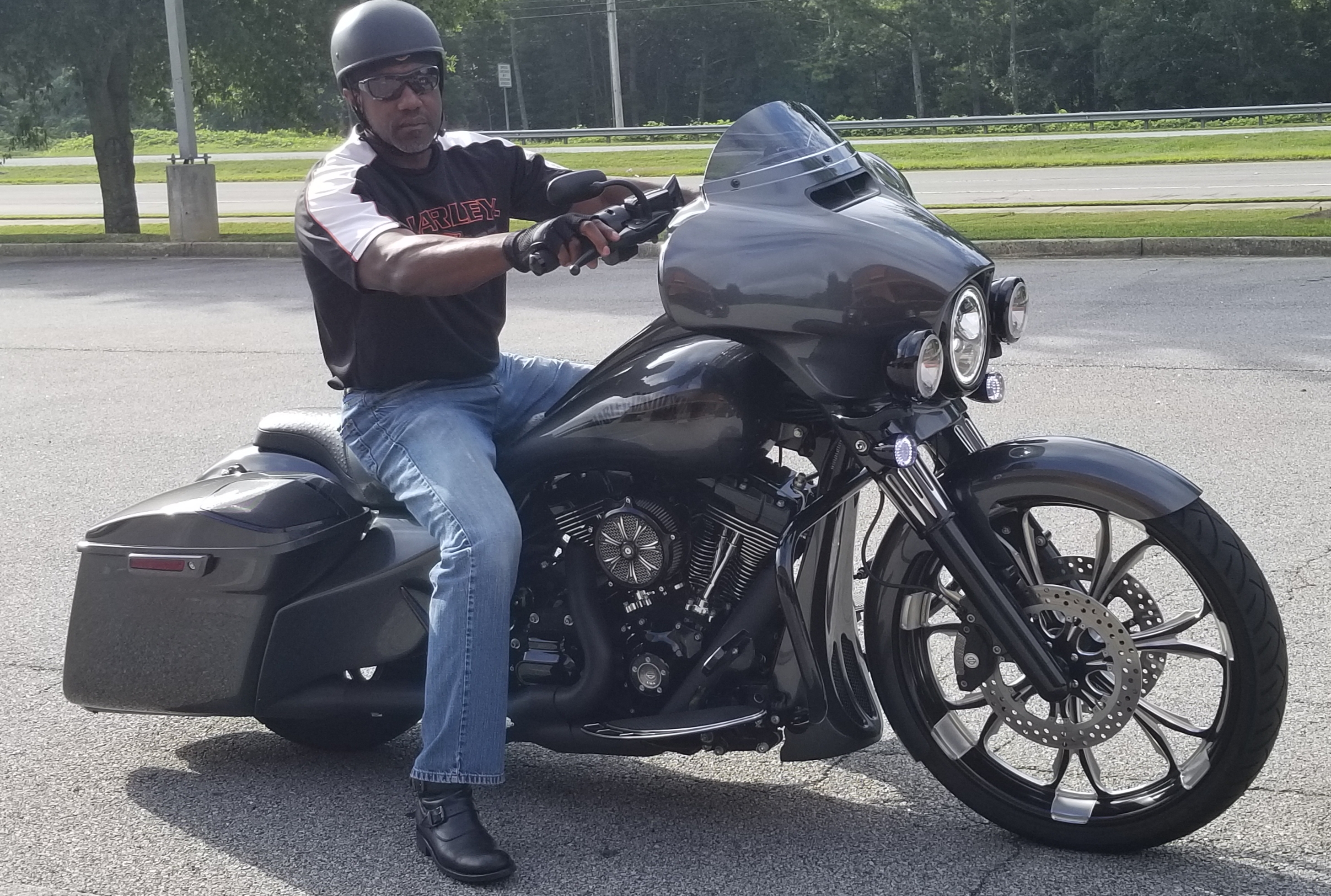 Man sitting on a motorcycle 