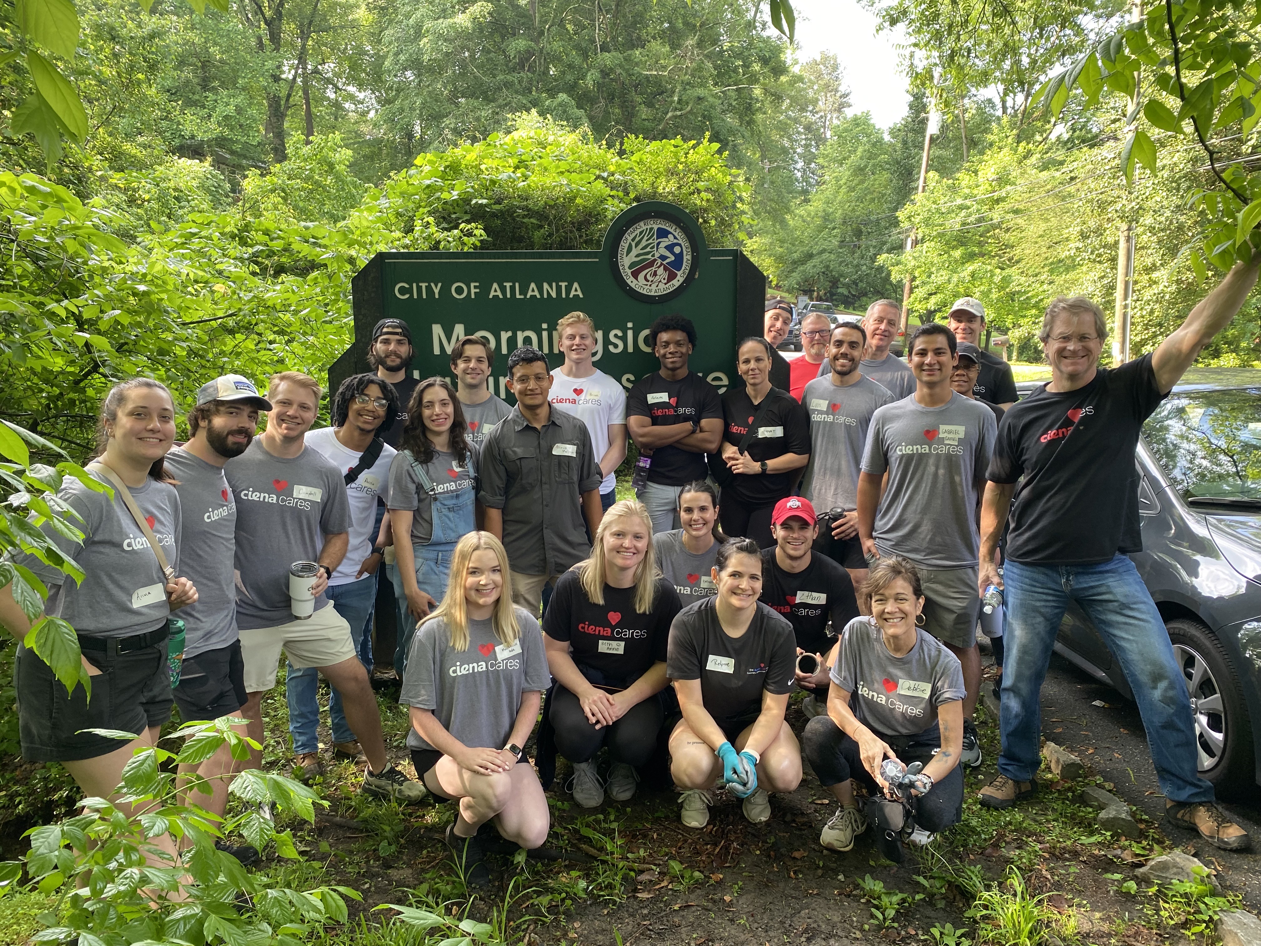 Employees volunteering for earth month