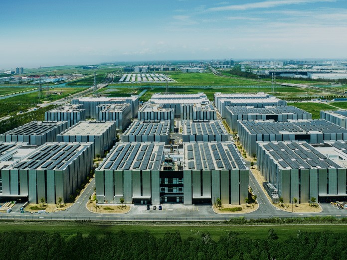 Aerial view of data centers