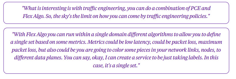 Customer statements from ACG Segment Routing Survey